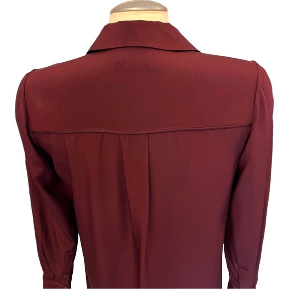 Vince Designer Burgundy Silk Shirt Dress - Picture 13 of 16